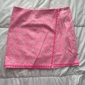 Crown and Ivy skirt skort - pink pattern with pink lace trim - size 12